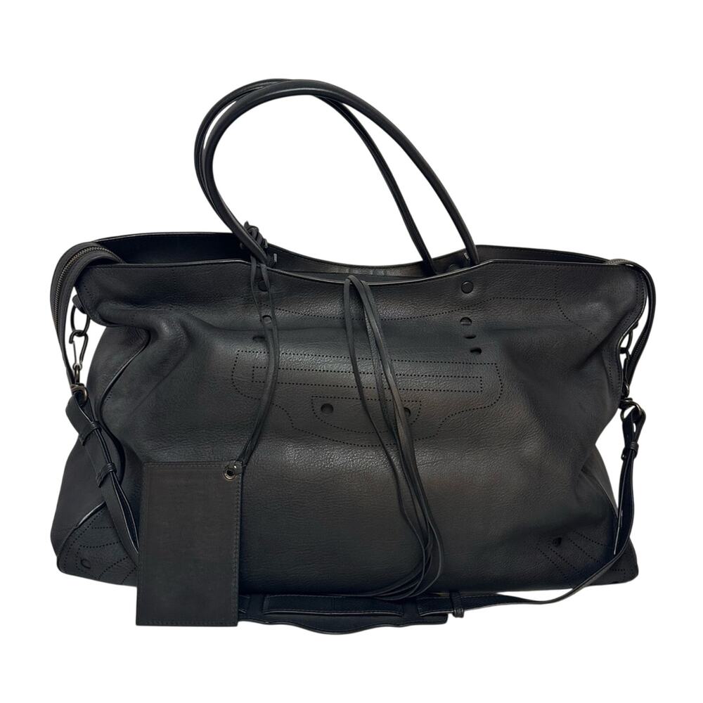 Balenciaga Blackout city XL tote bag in black leather detachable strap travel